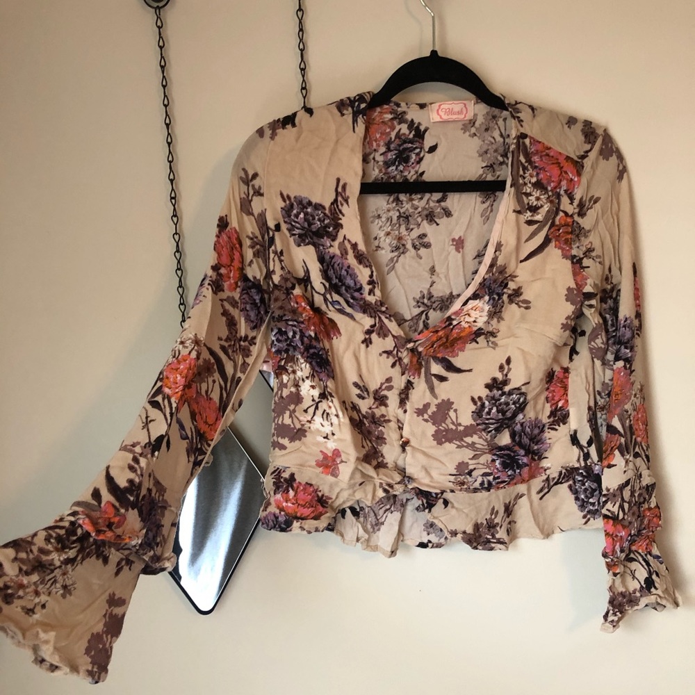 Floral Long sleeve crop top